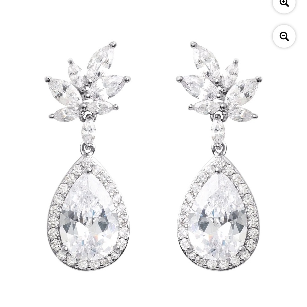 Believe by Brilliance Earrings Silver Plate Cubic Zirconia pear shape